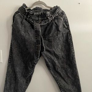 High waisted acid denim black jeans
